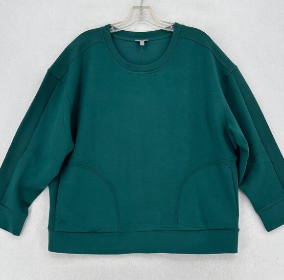 Talbots Tops - T by Talbots Teal Green Modal Blend Ribbed Pocket Crew Neck Sweatshirt Sz 1X NEW